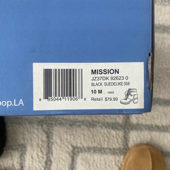 Jellypop mission, black faux suede with faux Sherpa trimmed Laced ankle boots 10 - Picture 7 of 11